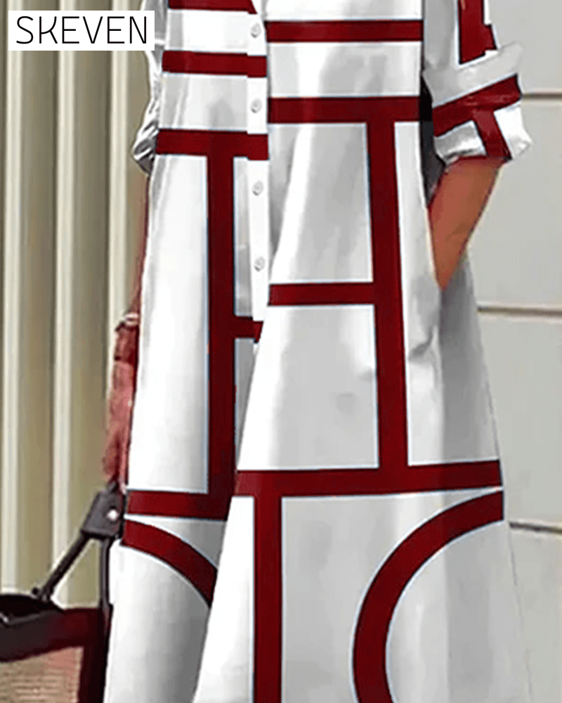 Kleid mit geometrischem Taschenmuster