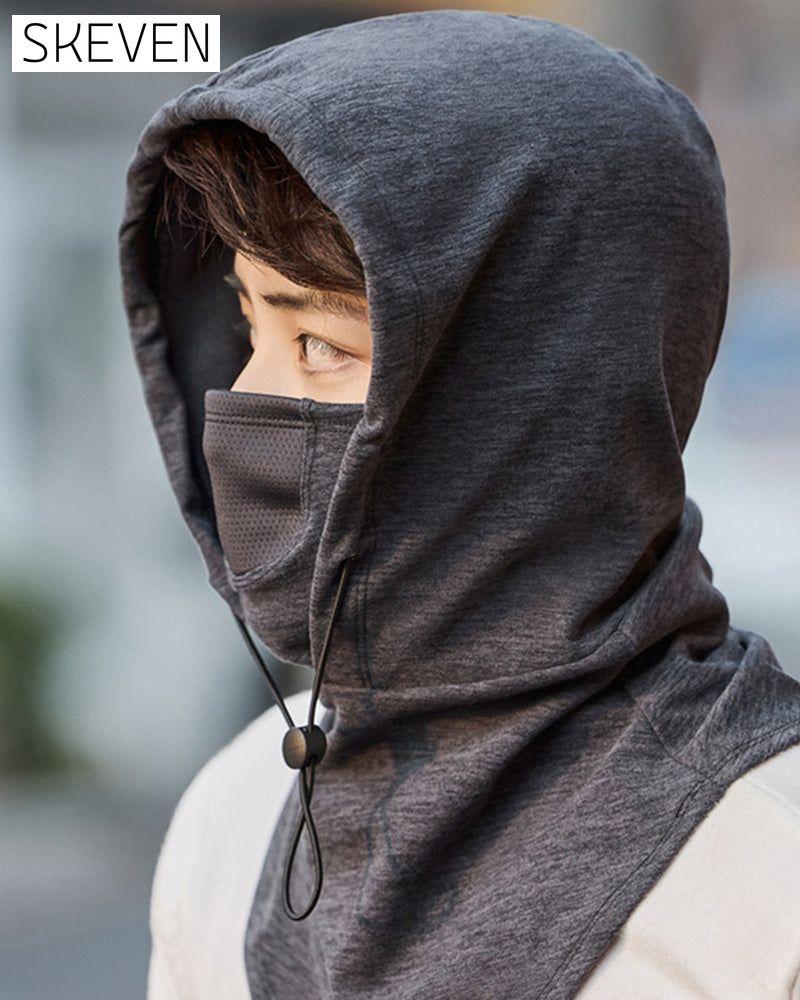 Hooded face mask with neck warmer for cycling