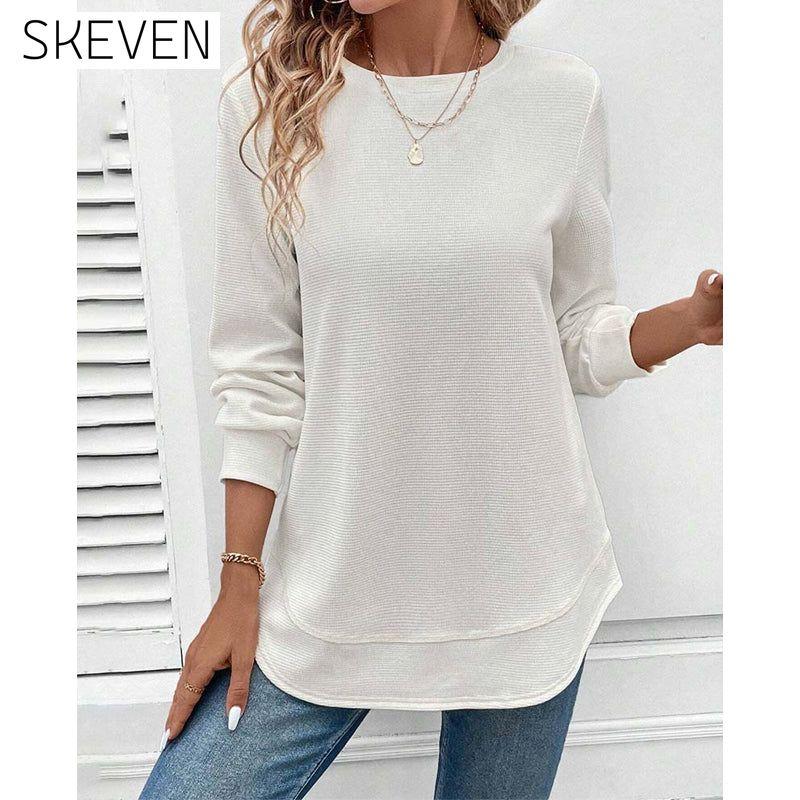 Round Neck Long Sleeve Solid Color Top