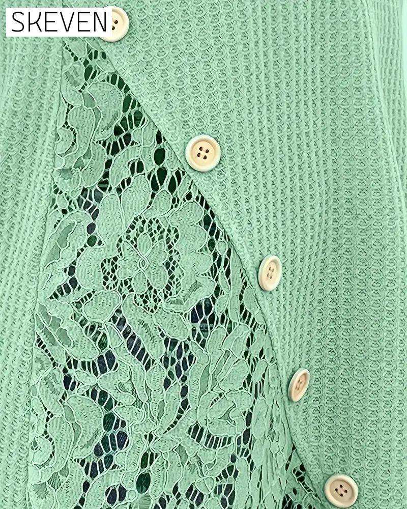 Lace Panel Knitted T-Shirt