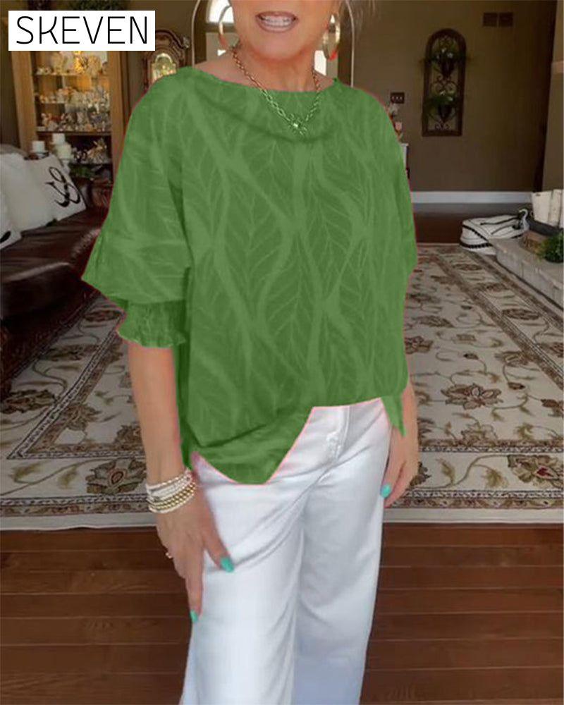 Round Neck Loose Print Blouse