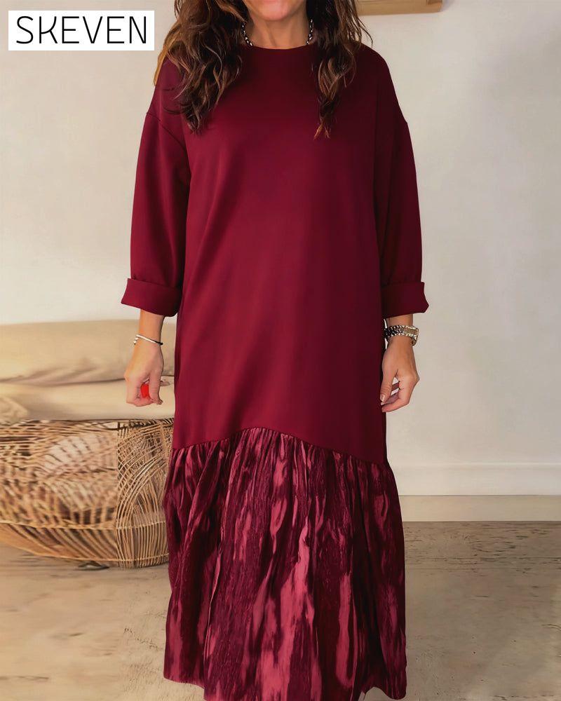 Kleid mit Rundhalsausschnitt und unregelmäßigem Patchwork-Muster