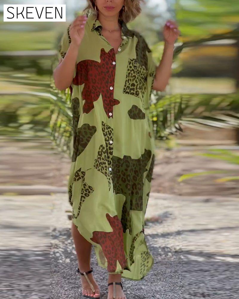 Short Sleeve Leopard Print Dress 23BF Casual Dresses Clothes Dresses Summer