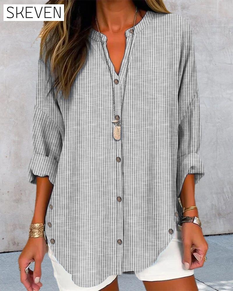 V-neck stripe print top