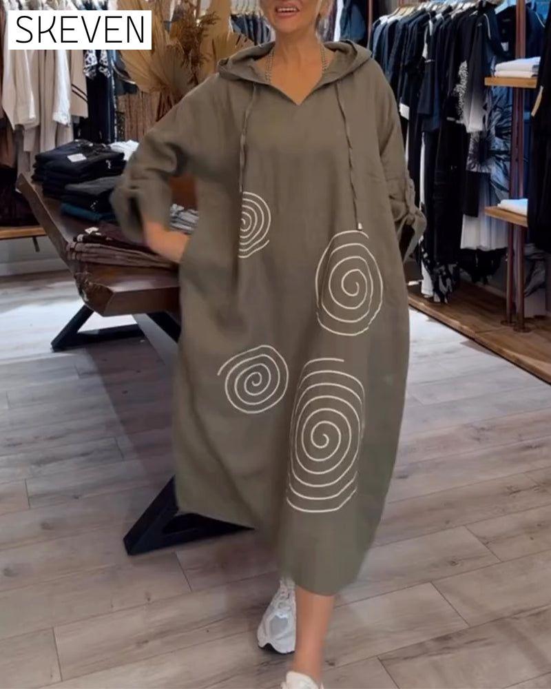 Kapuzenkleid mit langen Ärmeln, lockerer Passform