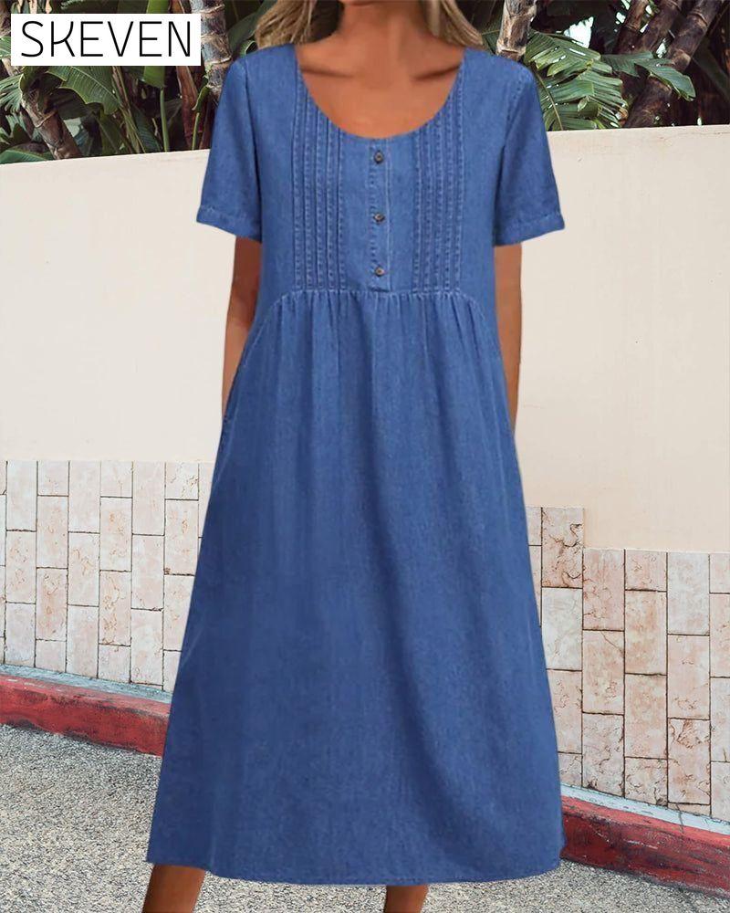 Denim short sleeve dress 23BF Casual Dresses Clothes Dresses