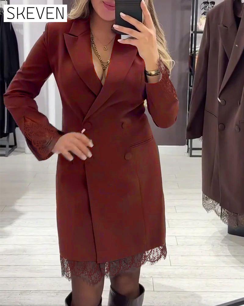 V-Neck Spliced Work Dress