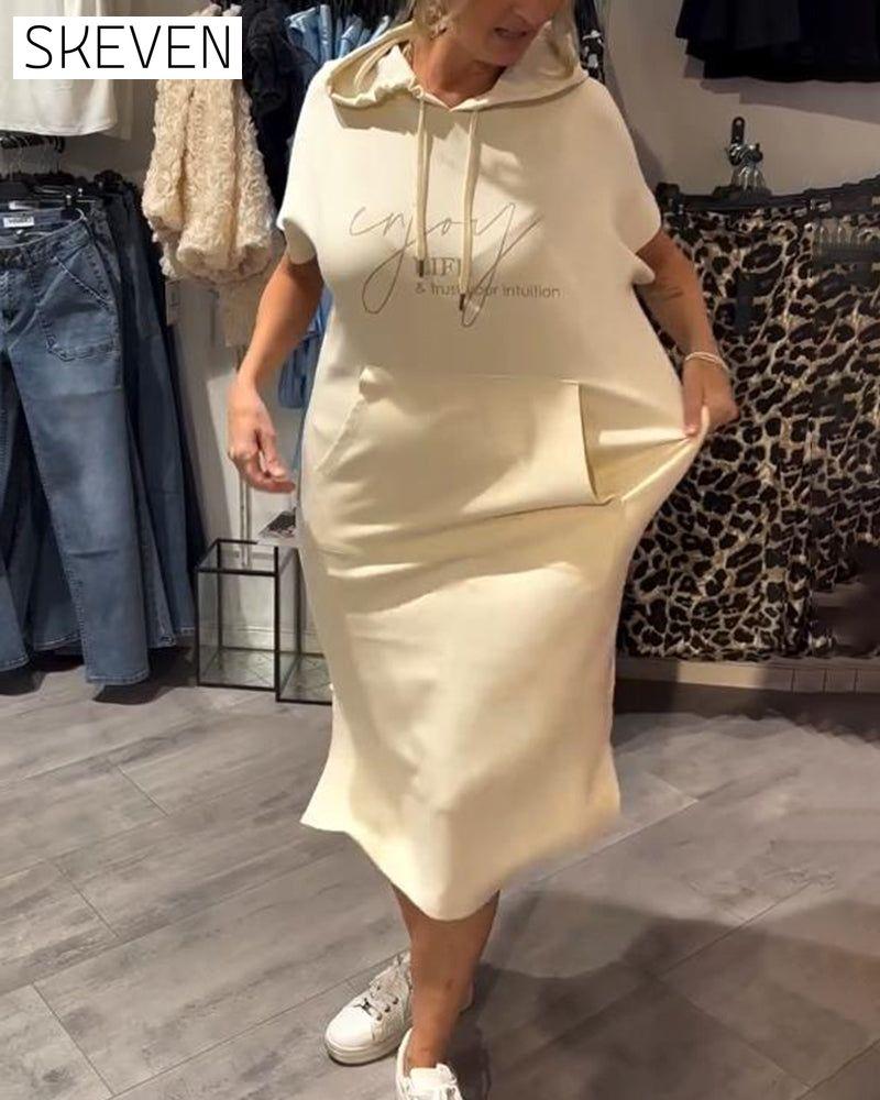 Hooded Casual Drawstring Dress
