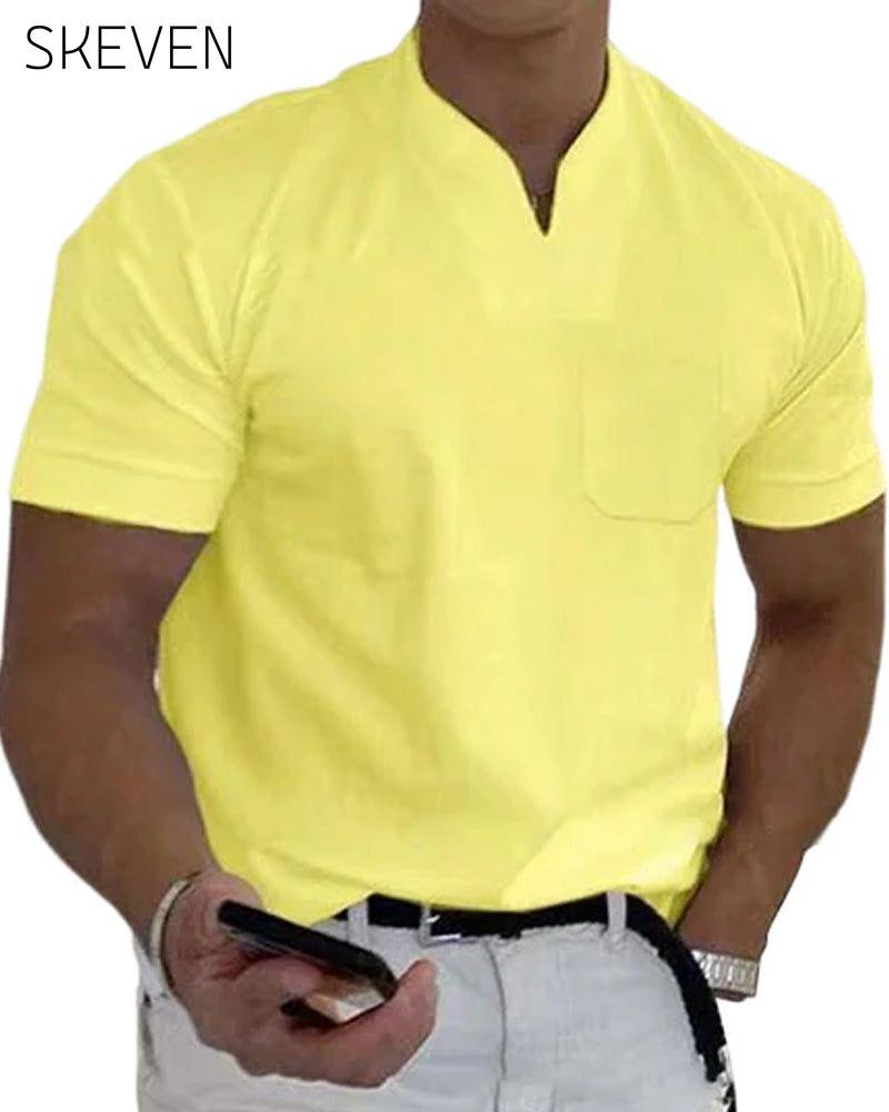 T-shirt uni à col en V