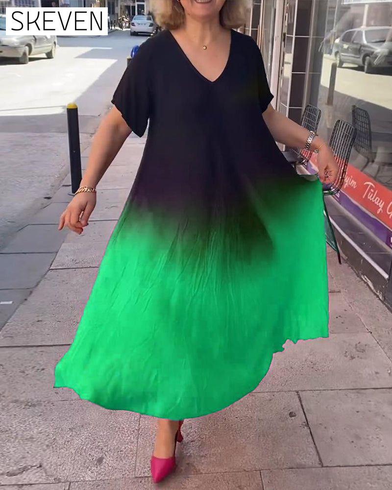 Lässiges Faltenkleid im Ombré-Stil