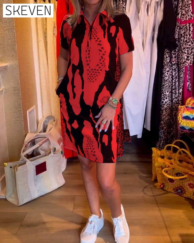 robe à manches courtes imprimée à revers