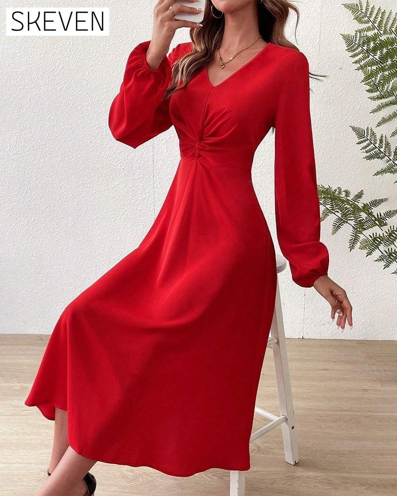 Solid color slim fit dress 2023 f/w 23BF christmas Clothes elegant dress
