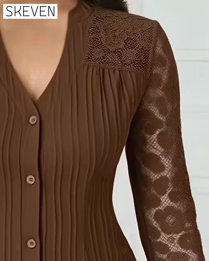 Lace Patchwork Slim Fit Blouse