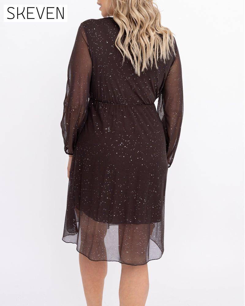 Sexy Kleid mit V-Ausschnitt und Glitzer