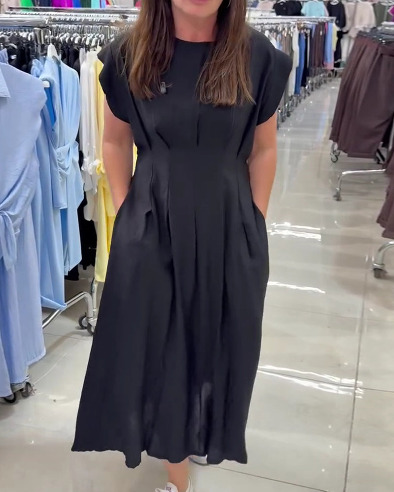 Shirred Flutter Sleeve Waist Dress