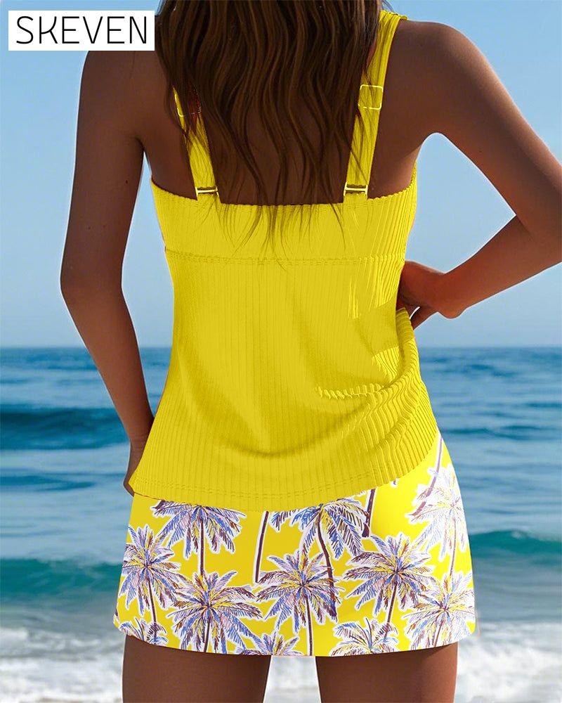 Two-Piece Coconut Palm Print Tankini