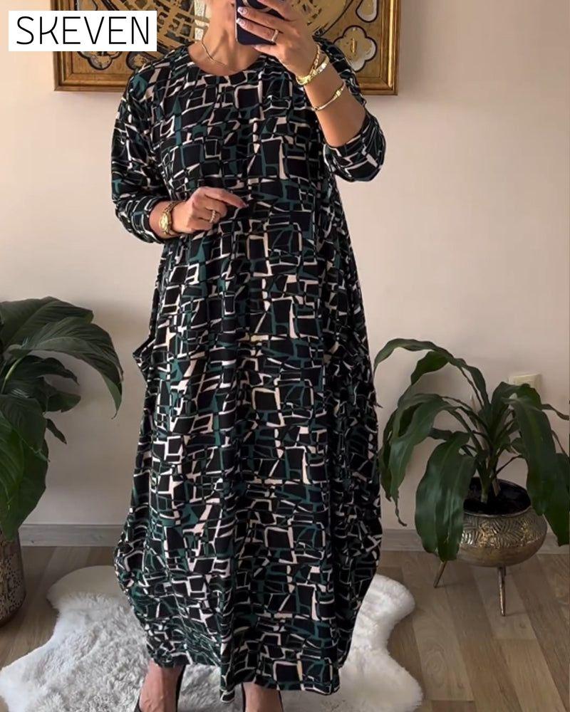 robe à manches longues style rétro