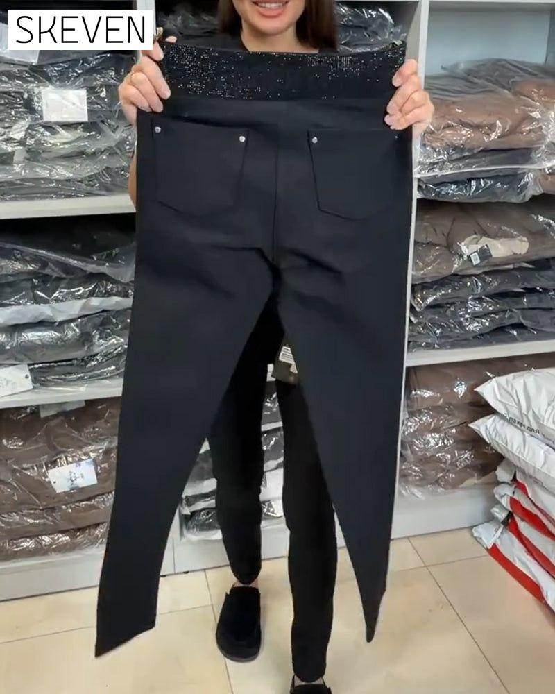 Stilvolle einfarbige Stretchhose