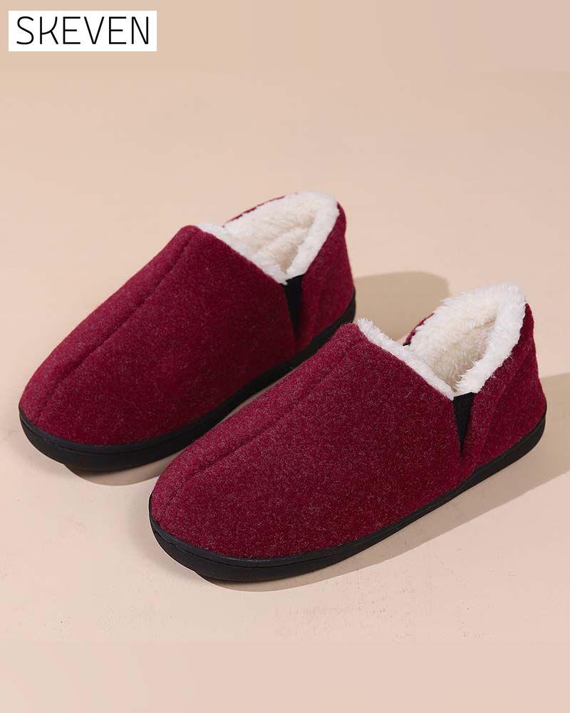 Plush solid color all-inclusive flat shoes