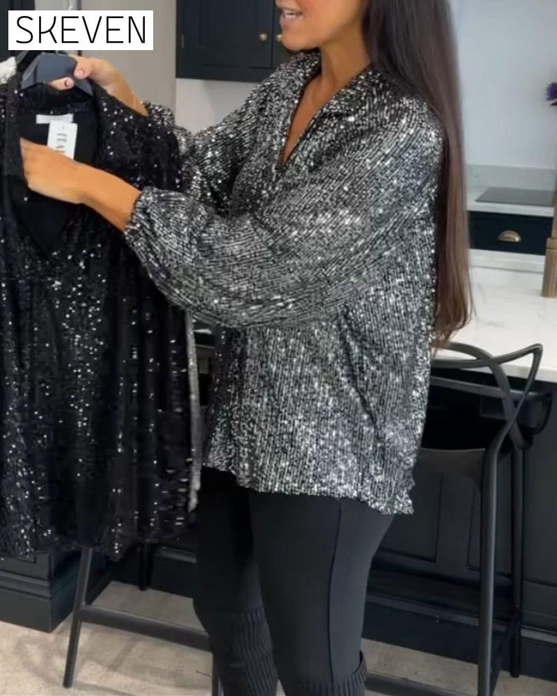 Chemisier uni à sequins