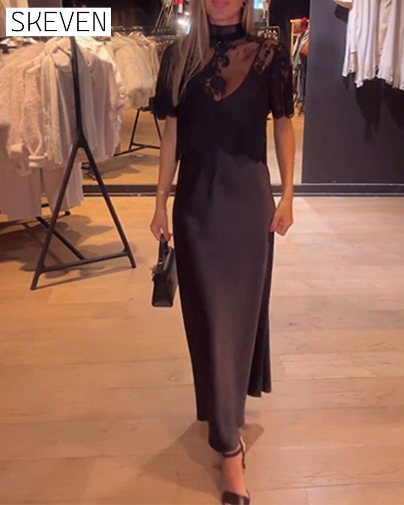 Ensembles chemisier en dentelle et résille et robe nuisette drapée