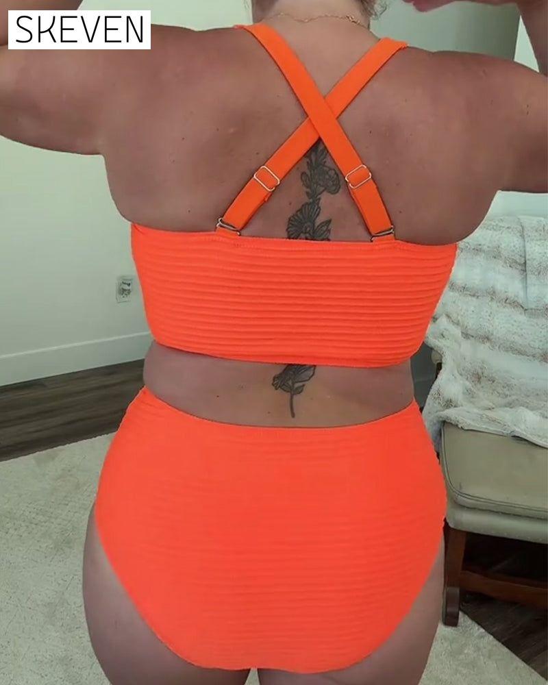 Lässiger einfarbiger Triangel-Bikini