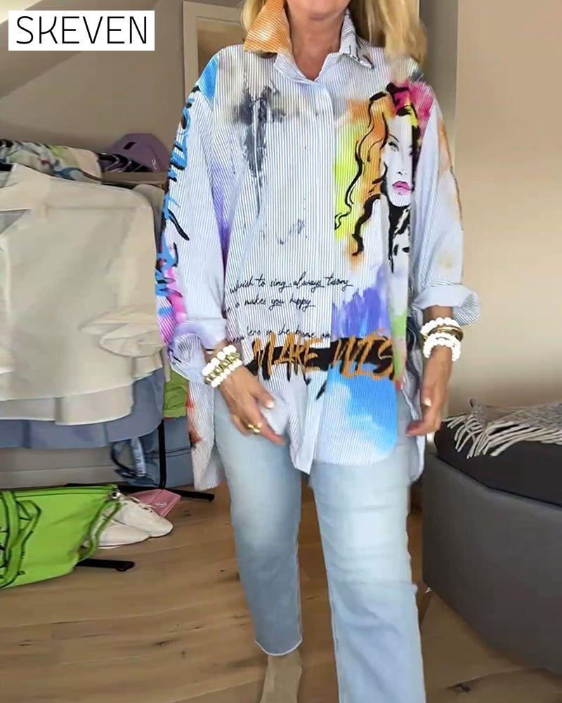 Langarmshirt mit Porträtdruck
