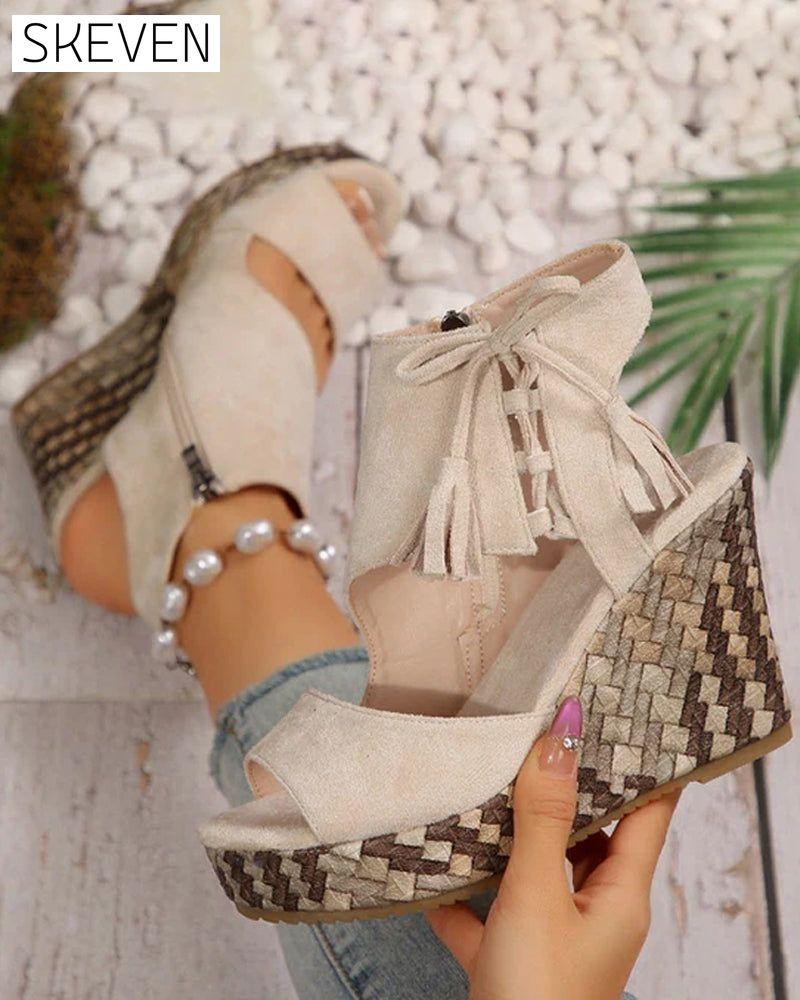 👡Women's Open Toe Platform Wedge Tassel Sandals