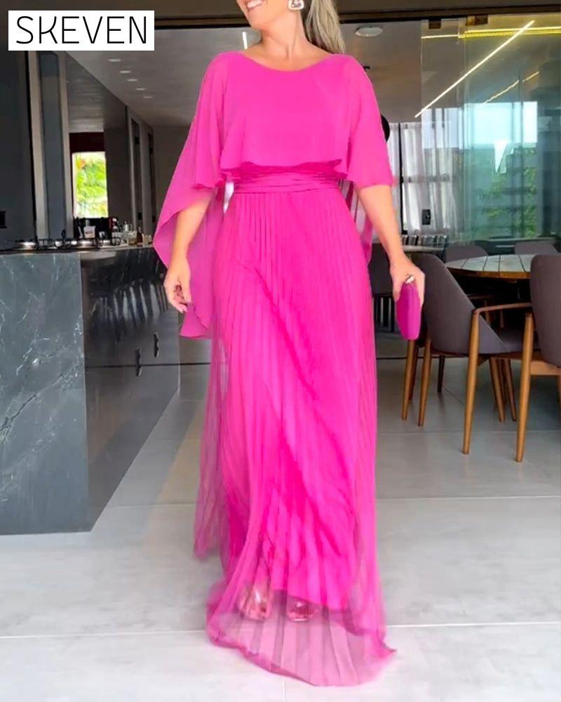 Maxikleid mit Rundhalsausschnitt und A-Linien-Form