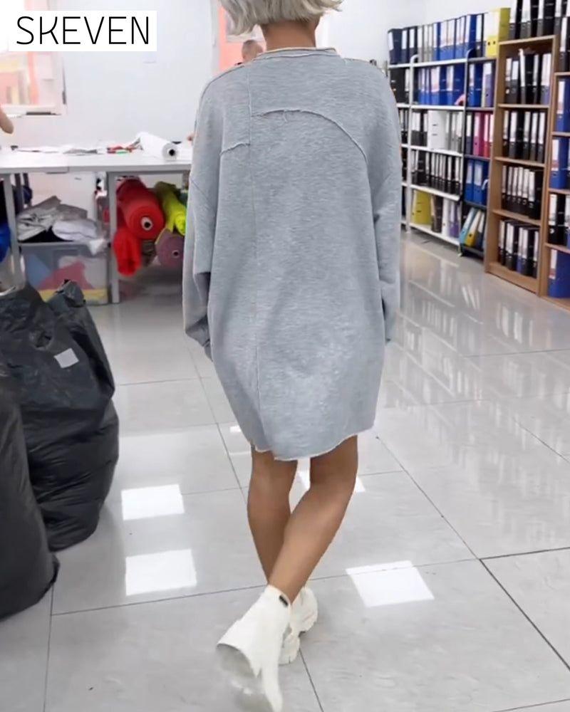 Round Neck Casual Shift Dress