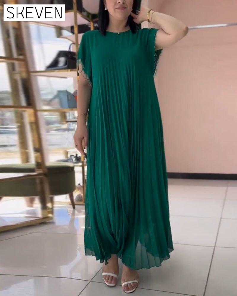 Kurzärmeliges Faltenkleid