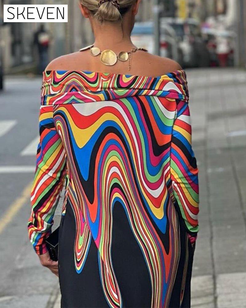 Long sleeve off shoulder elegant maxi dress