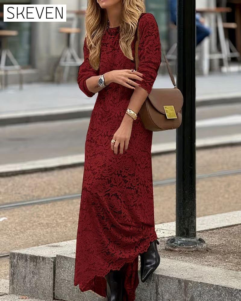 Elegant Solid Color Floor-Length Dress