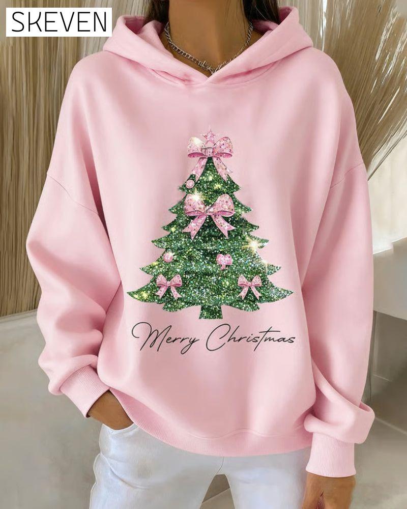 Kapuzenpullover mit lässigem Weihnachtsmotiv