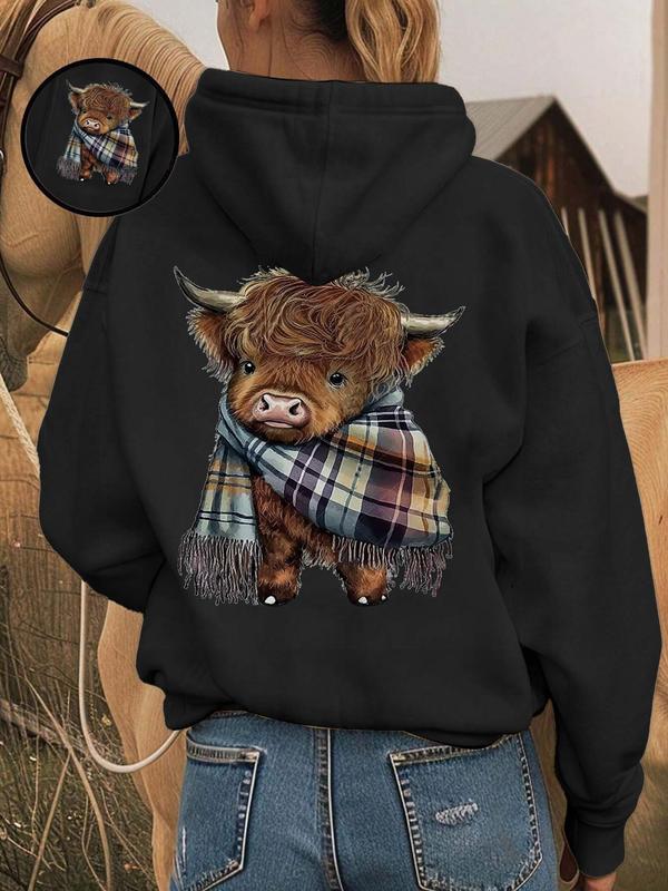 🎄🎅2026 CHRISTMAS SALE 70% OFF!!🎁Cute Highland Cow Cozy Fleece-Lined Hooded Sweatshirt🦬