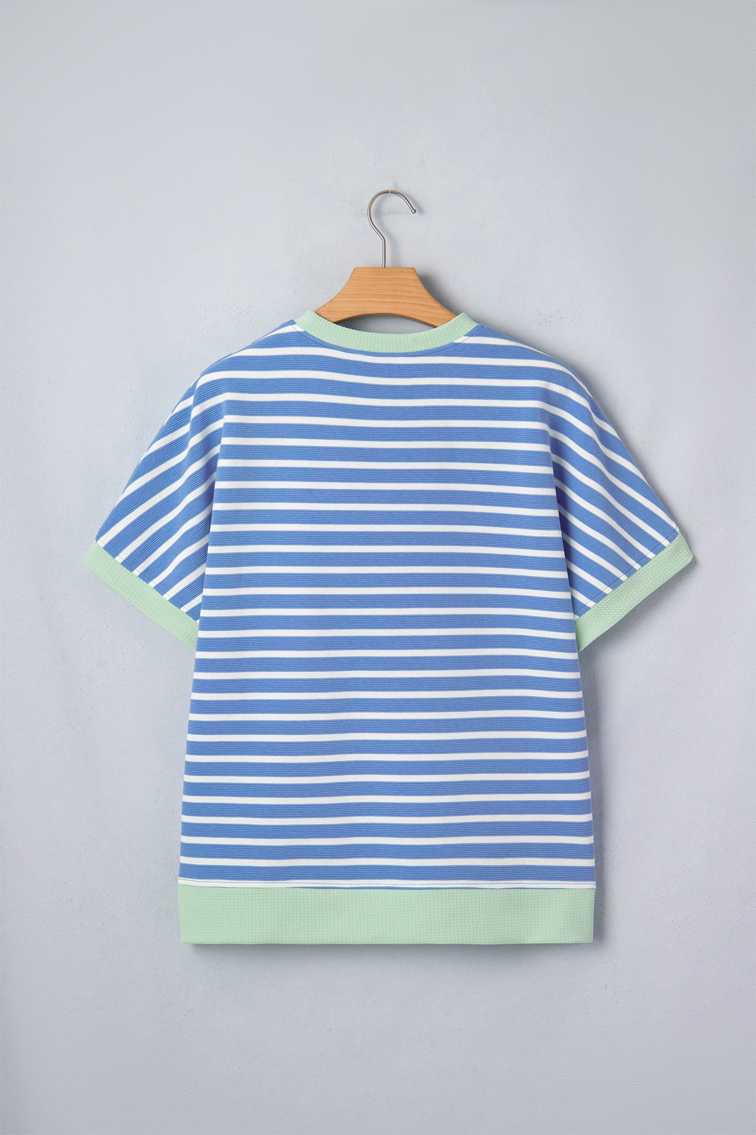 Stripe Contrast Trim Short Sleeve Top
