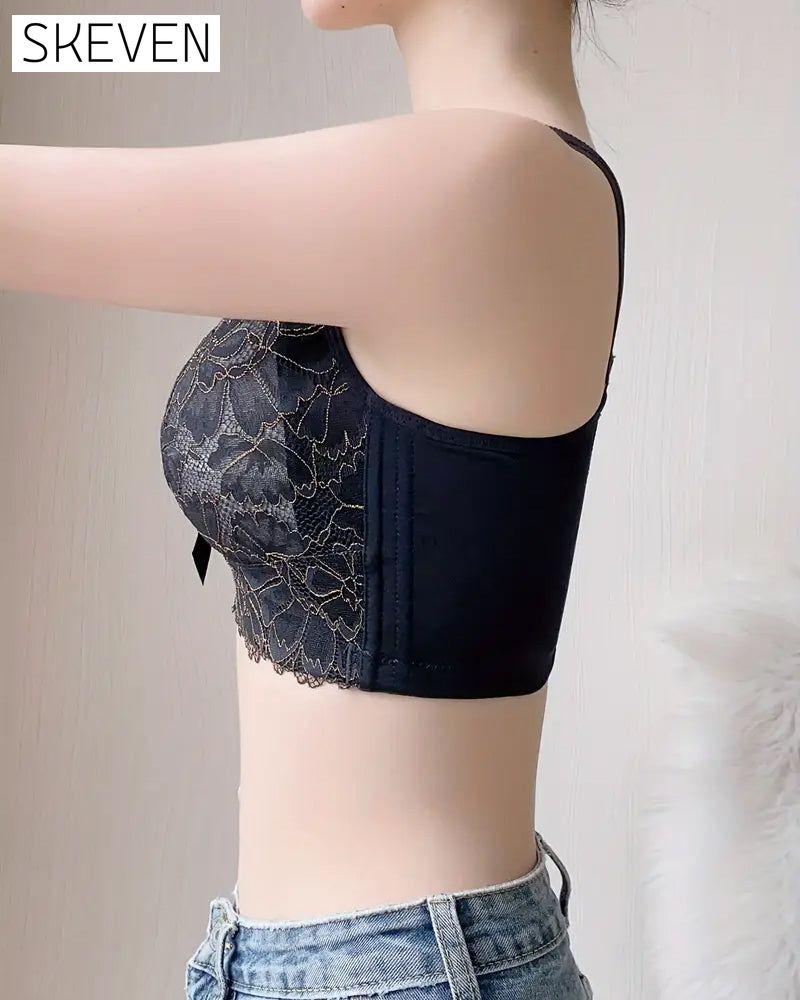 Eleganter Push-up-BH mit Schleife und kontrastierender Spitze, der volle Abdeckung bietet
