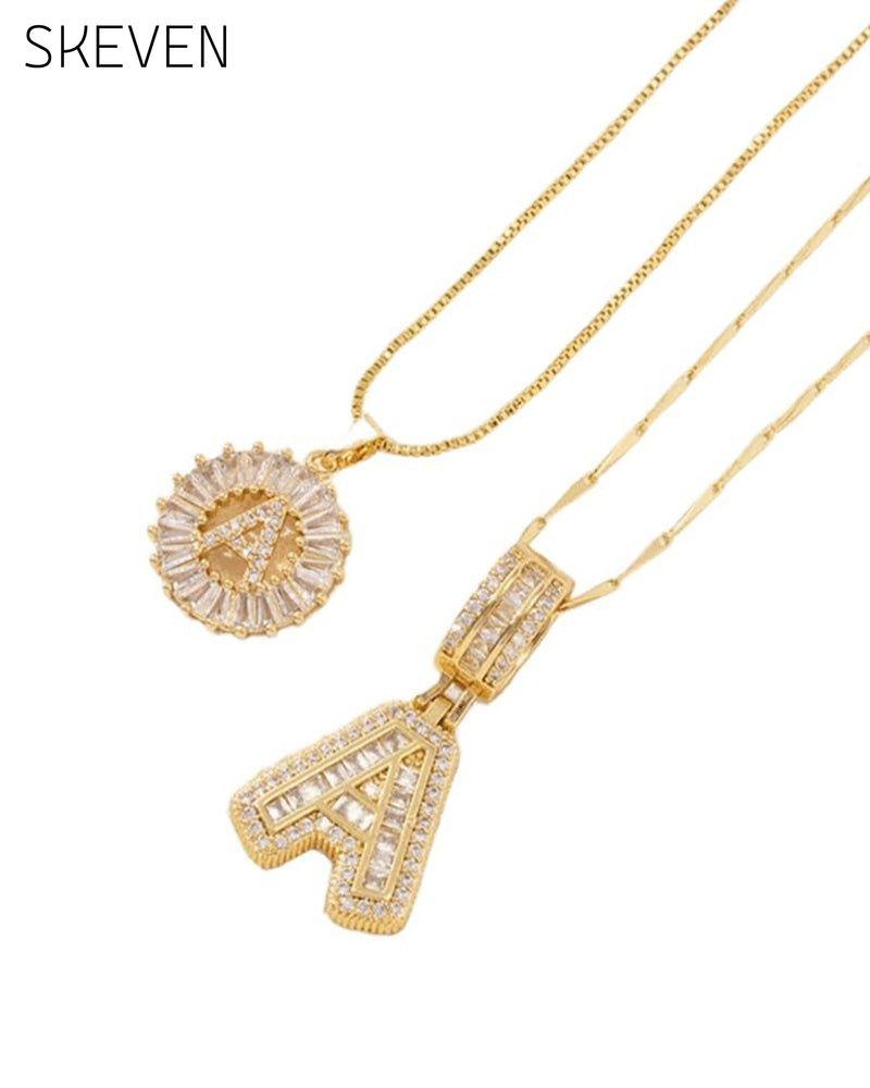 Initial Letter Pendant Necklaces -2 Pack