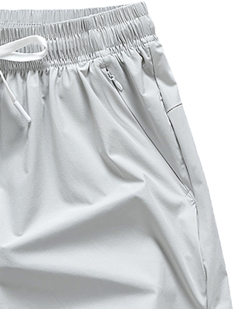 Men Elastic Waist Pocket Quick-Dry Ice Silk Sports Shorts