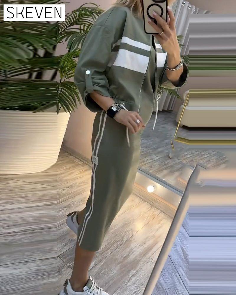 Ensemble veste décontractée sans manches et robe