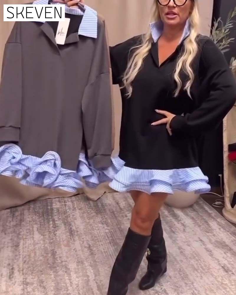 Robe à revers patchwork et volants
