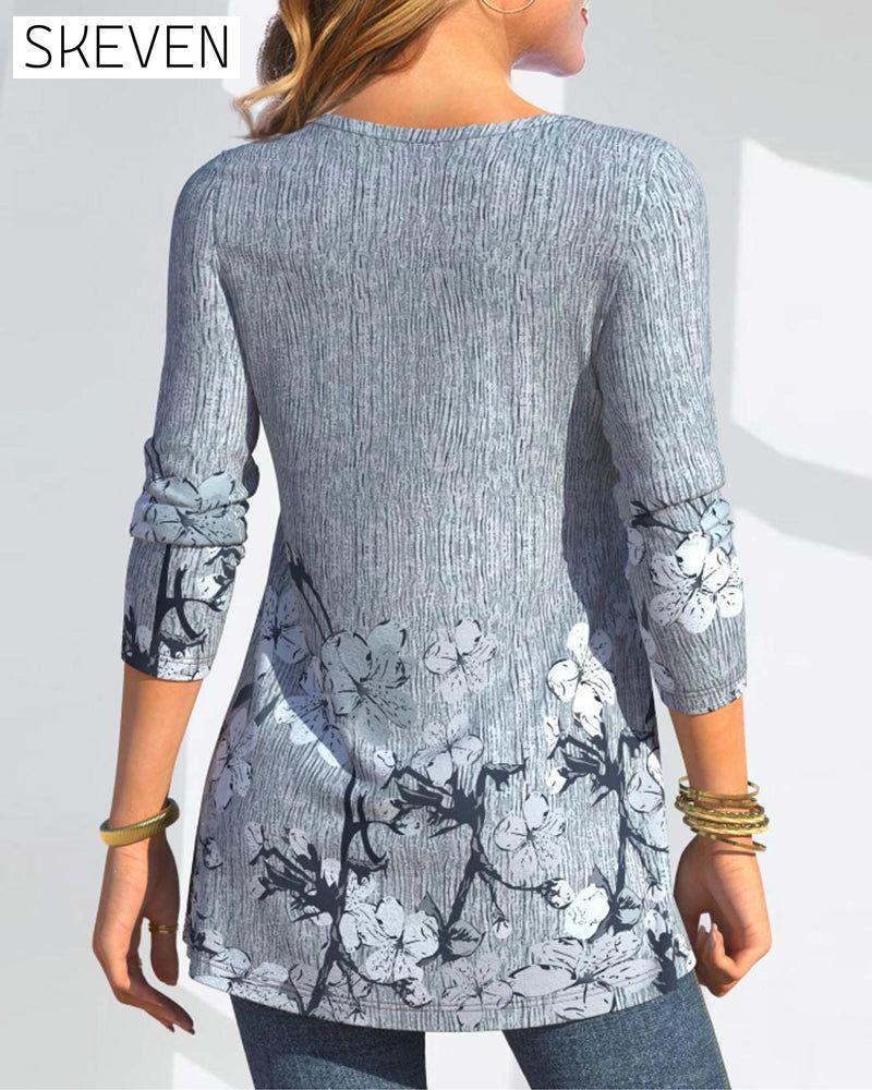 Lässige Bluse mit Blumenmuster und Knöpfen