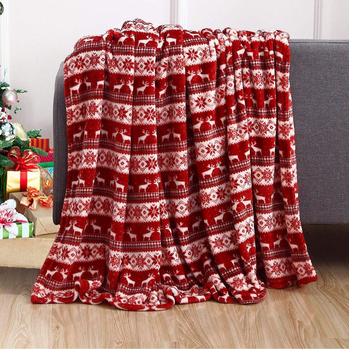 Christmas Printing Double Layer Thickened Fleece Cover Blanket