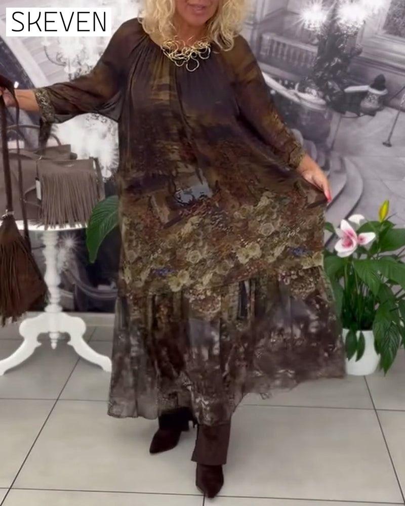 Elegant Floral Print Long Dress