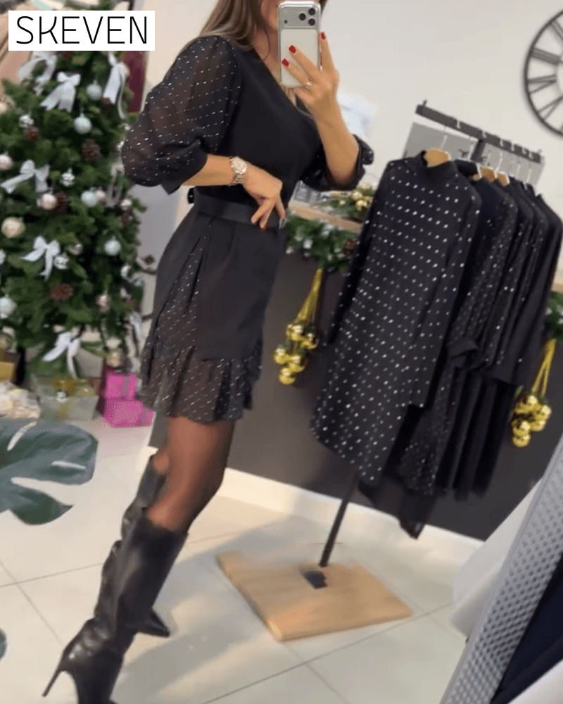 Stylish V-Neck Patchwork Dress