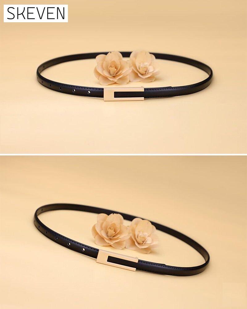 Simple retro solid color thin belt