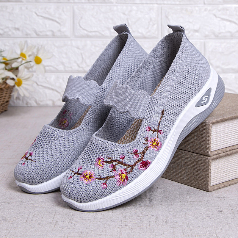 Casual Slip-on Shoes With Shallow Openings And Embroidery