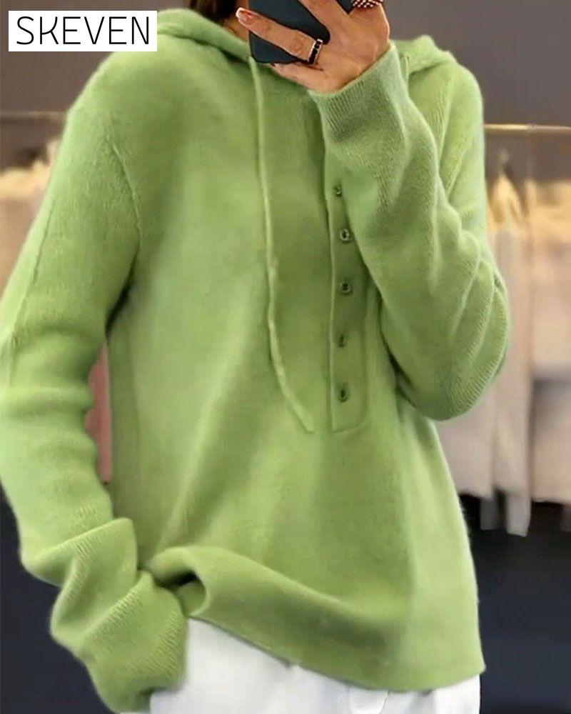 Modischer Kapuzenpullover in Unifarbe