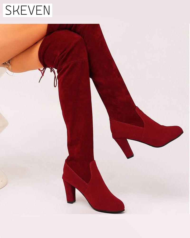 Bottes cuissardes élégantes en imitation daim 