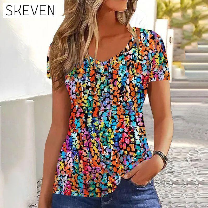 Colourful Abstract Print T-Shirt best Best Sellings clothes Plus Size Sale tops Topseller